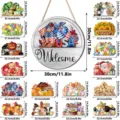 Set van verwisselbare houten borden met diverse seizoensgebonden motieven voor thuisdecoratie - MZ990 - Model C