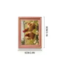 Wooden photo frame fridge magnet detail showing the rustic rooster and daisy oil painting design. - Farm Rooster (MZCT199)