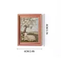 Mini wooden picture frame fridge magnet featuring cute pastoral lamb oil painting decor detail. - Rustic Lamb (MZCT200)