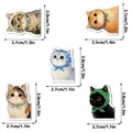 Magnetic cute cat bookmarks set with colorful headscarves, dimension specs, reading page markers. - Cat Style / 5 Pieces