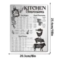 Stainless steel kitchen conversion chart magnet, metal cooking measurement reference sign for baking. - JSTY491 (With Magnet + 20cm Lanyard)