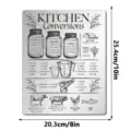 Kitchen conversion chart metal sign, magnetic measurement guide for cooking and baking. - JSTY489 (With Magnet + 20cm Lanyard)