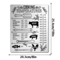 Stainless steel cooking temperature magnet chart kitchen guide tool 10x8 inch sign - JSTY500 (With Magnet + 20cm Lanyard)