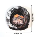 Wooden tree hollow hedgehog magnetic sticker detail view, 8cm compact size home decor craft. - Hedgehog (MZCT537)