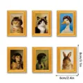 Funny animal portrait resin wooden photo frame fridge magnets home decor set of six pieces - MZCT585-590 Six-Piece Set