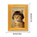 Vintage style funny cat portrait fridge magnet 3d wooden picture frame home decor item - MZCT585 Single Pack