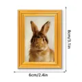 Detail view of the funny rabbit photo frame fridge magnet with golden wood texture. - MZCT590 Bangs Rabbit (Single Pack)