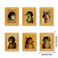Funny quirky animal fridge magnets set with gold vintage frames, creative home decor gifts. - MZCT579-584 Six-Piece Set