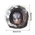 Wooden tree hole animal fridge magnet detail view showing owl pattern and size 8cm. - Owl (MZCT540)