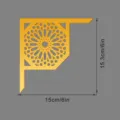 Adesivo murale ad angolo in acrilico stile Medio Oriente design cavo geometrico dorato 15cm - JM1213 Sinistra