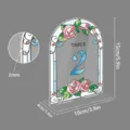 Acrylic table number sign with floral stained glass design for wedding party decor 15cm - BTU336 Style
