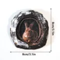 Wooden tree hole rabbit magnetic sticker home decor rustic wood slice craft ornament 8cm - Rabbit (MZCT544)
