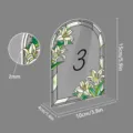Acrylic arched table number sign with lily floral stained glass style design for weddings. - BTU337 Style