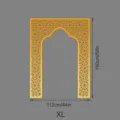 Detail view of the golden acrylic Mihrab wall sticker featuring Islamic geometric arch. - JM1154: Size XL