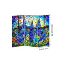 Miniature acrylic folding screen with stained glass flower pattern, desktop decor. - PFTYU001 / Box Package