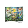 Mini paravent pliant en acrylique translucide decoration de bureau libellule fleurs vitrail - PFTYU030 / Emballage en Carton