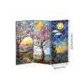 Mini paravent pliant en acrylique translucide décoration de bureau avec art de vitrail. - PFTYU022 / Emballage en Carton