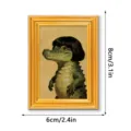 Detailed view of quirky crocodile fridge magnet with gold vintage frame and size specs. - MZCT580 Wig Animal (Single Pack)