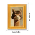Funny alpaca oil painting fridge magnet with vintage gold wooden frame, 8x6cm decor. - MZCT581 Wig Alpaca (Single Pack)