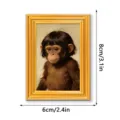Vintage wooden photo frame fridge magnet with funny chimpanzee art portrait decor 8x6cm - MZCT582 Wig Orangutan (Single Pack)