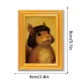 Quirky funny squirrel photo frame fridge magnet, vintage gold 3D wooden home decoration. - MZCT583 Wig Squirrel (Single Pack)