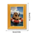 Funny capybara wooden fridge magnet with gold frame, cute animal home decor 8x6cm - MZCT610 / Single Pack