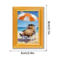 Cute capybara wooden photo frame fridge magnet, funny beach style home decoration for kitchen. - MZCT611 / Single Pack