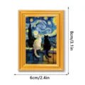 Detailed view of the cat starry night wooden fridge magnet, artistic mini home decor frame. - MZCT595 Starry Double Cats (Single Pack)