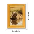 Cute capybara wooden photo frame fridge magnet, funny animal decor detail view size 8x6cm. - MZCT613