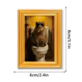 Funny Capybara wooden fridge magnet with gold frame, quirky animal toilet art decor 8x6cm - MZCT614
