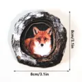 Wooden tree hole fox fridge magnet magnetic home decor craft detail display size 8cm - Fox (MZCT545)