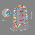 Acrylic stained glass arch table number sign for wedding and party table decor display. - BTU338 Style