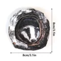 Wooden tree hole badger magnetic sticker home decor craft, exquisite 3D animal design piece. - Badger (MZCT549)