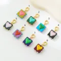 Ciondolo quadrato cuore smaltato colorato accessorio gioielli DIY opzioni di stile varie - Stile 2 (ACC0077) / Stile 1