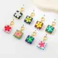 Ciondolo fiore quadrato colorato con chiusura, accessorio per gioielli fai da te - Stile 1 (ACC0079) / Stile 1