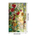 Decorative stained glass window film with vibrant red floral vine pattern 60x100cm - SBW-BL403: 60x100cm (EPE Foam Roll) / Water Ripple Glass Sticker