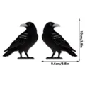 Vista dettagliata adesivo angolare per uccelli in legno con dimensioni e design nero. - Stile Uccello Maculato Bianco e Nero (MZ1063)