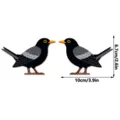 Adesivo murale ad angolo uccello in legno, dettaglio decoro casa animale, misura 10x6.7cm. - Stile Uccello Nero-Grigio Occhi Gialli (MZ1069)