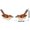 Adesivi murali uccello in legno decorazione angolo simpatici adesivi per casa 2pz - Stile Uccello Marrone Simmetrico (MZ1075)