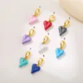 ciondoli a cuore in smalto colorato con anelli dorati, perfetti per la creazione di gioielli fai da te. - Stile Cuore (ACC0059 Stile Cuore 1)