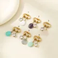 Ciondolo in pietra naturale acciaio inossidabile chiusura DIY variante multicolore bijou - Stile 1 (ACC0103-1)