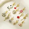 18k gold sports equipment charms set, football and tennis pendant for DIY jewelry making. - Ball Pendant Style 1 (ACC0089)