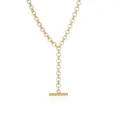 Gold stainless steel toggle necklace, stylish minimalist rolo link chain collar necklace. - Linked Ring Toggle Style (NE0601款5)
