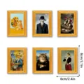 Creative cat famous painting fridge magnets 3d wooden photo frame home decor set of 6 - MZCT597-602 Six-Piece Set