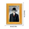 Funny surreal cat portrait wooden picture frame refrigerator magnet home decor 8x6cm - MZCT598 Son of Man Cat (Single Pack)