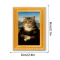 Funny cat Mona Lisa wooden photo frame fridge magnet, detailed size 8x6cm home decor. - MZCT601 Mona Lisa Cat (Single Pack)