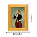 Vintage wooden cat painting fridge magnet 3d picture frame home decor size 6x8cm - MZCT602 Flute Playing Cat (Single Pack)
