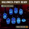 Autocollants de bouteille de potion lumineuse Halloween, étiquettes décoratives de fête. - Bleu Lumineux