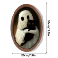 Halloween Geist Holz Bilderrahmen Vintage schwarze Katze Wandbehang Heimdeko 30x20cm - 5 mm doppelstöckiges Holzbrett