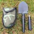 Portable folding military shovel multi-functional outdoor camping survival tool set kit with case - Black